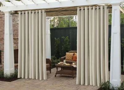 beautiful outdoor space with modern curtains
