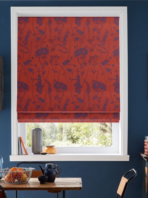 printed red color roman blinds
