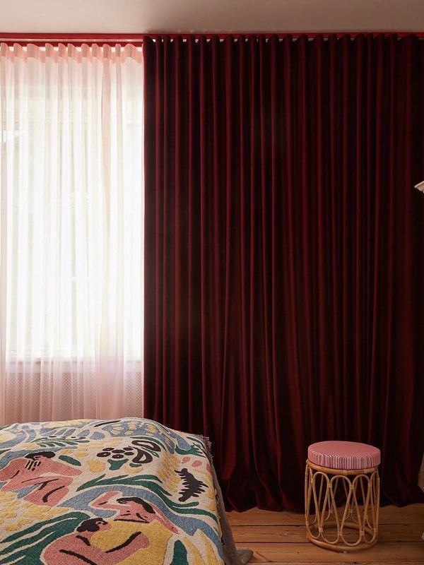 red color hotel curtains in UAE