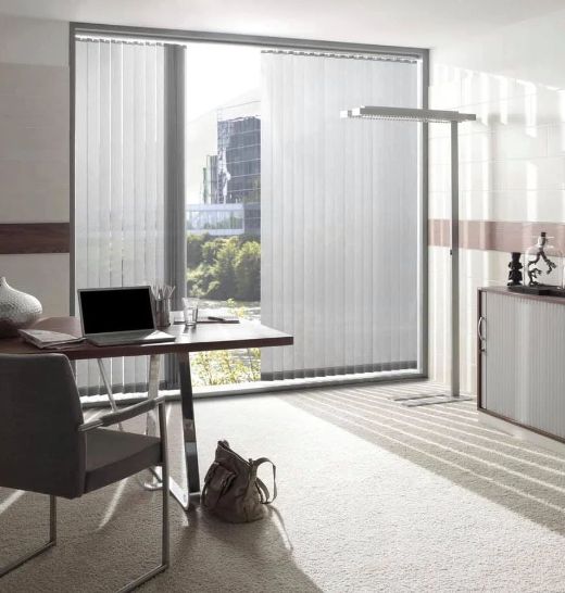 vertical blinds in office