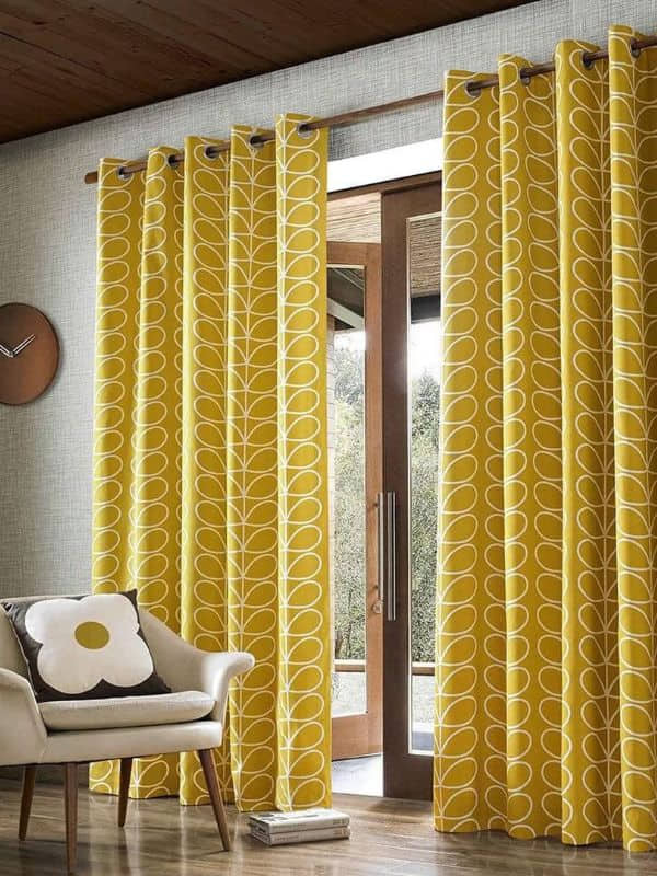 yellow color eyelet curtains in dubai