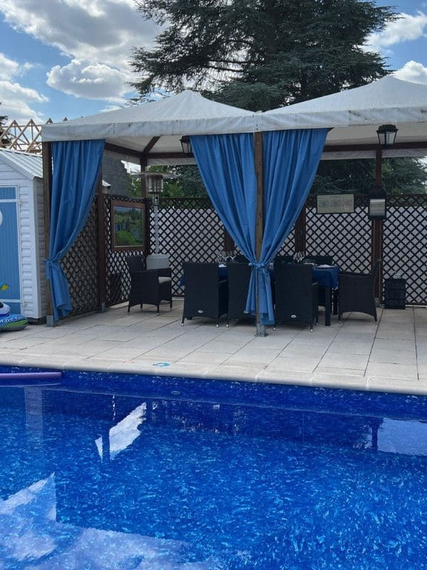 blue color outdoor curtains