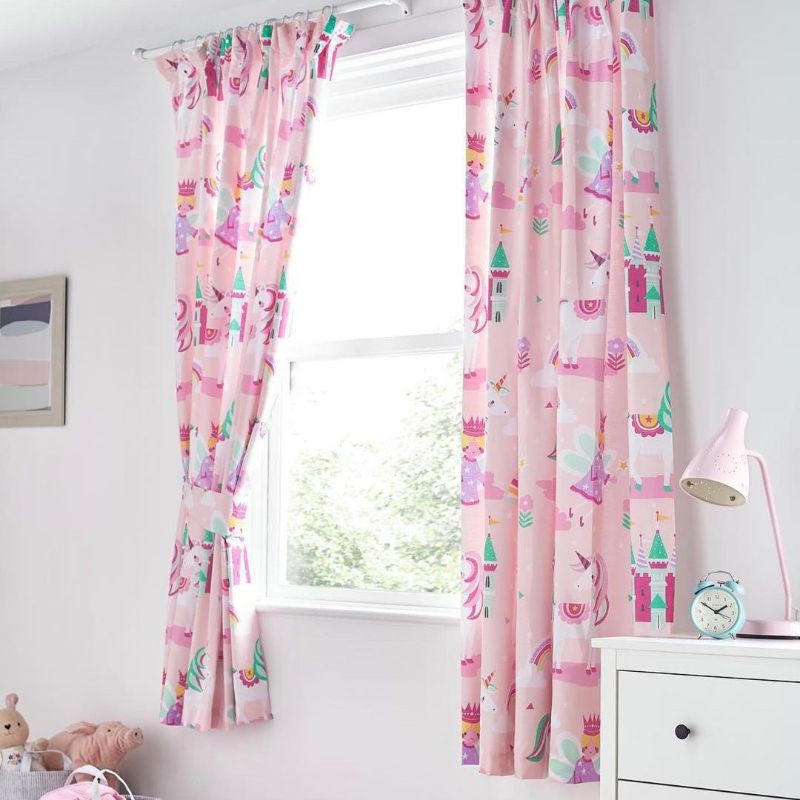 pink color short curtains 2024