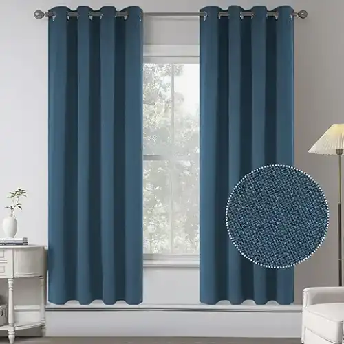 blue color office curtains