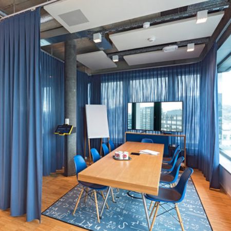 blue color office curtains in Dubai