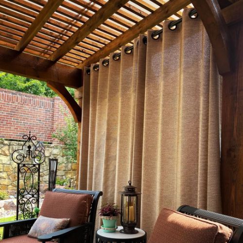 brown color outdoor curtains in UAE