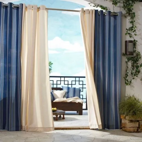 white and blue color curtains