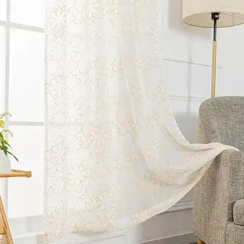 white sheer curtains for office