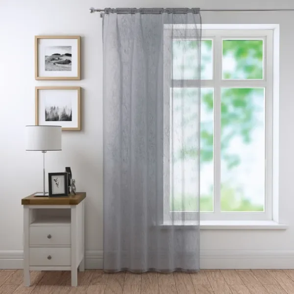 Crushed Slot Top Single Sheer Curtain - Image 2