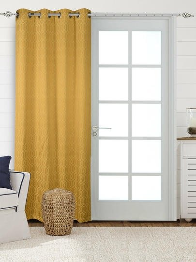 Yellow Black Out Long Door Curtain
