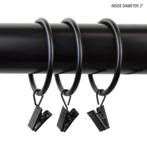 2" Curtain Rings w/ Clips (Set of 10)