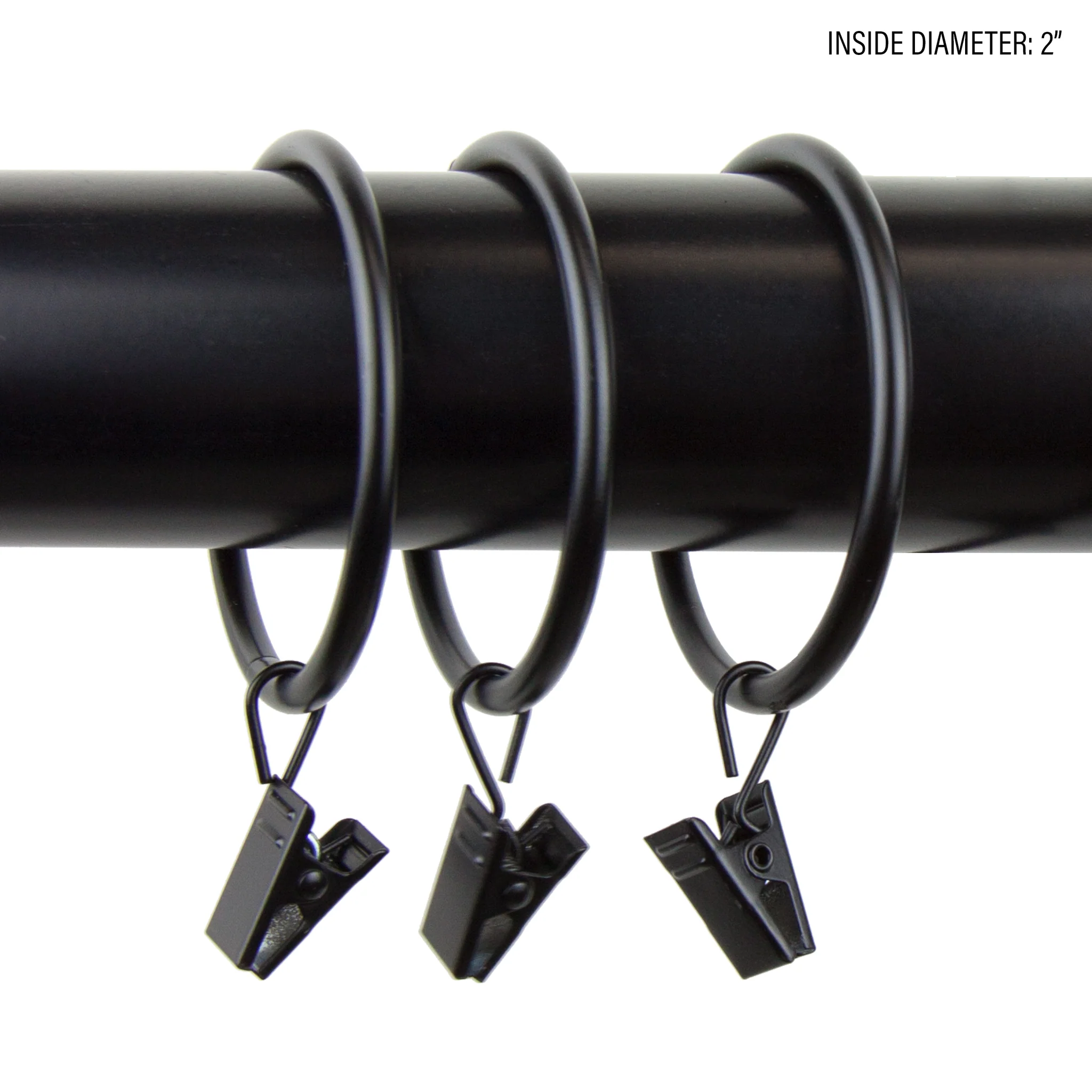 2" Curtain Rings w/ Clips (Set of 10)