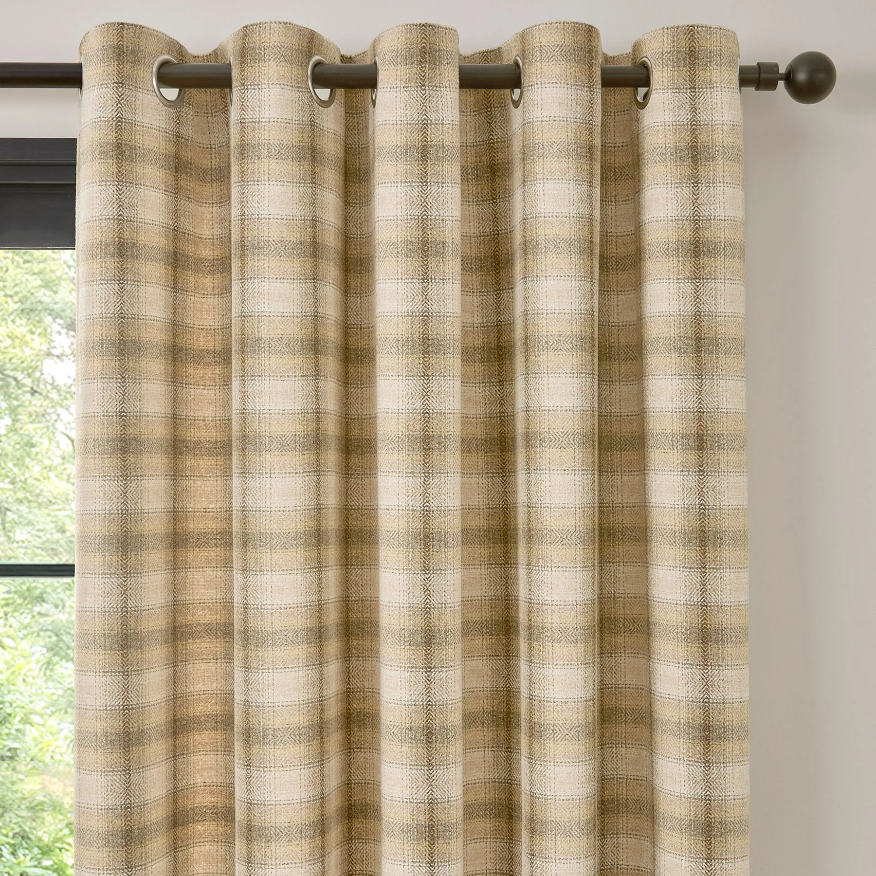 Curtina Everett Jacquard Ready Made Eyelet Curtains Natural