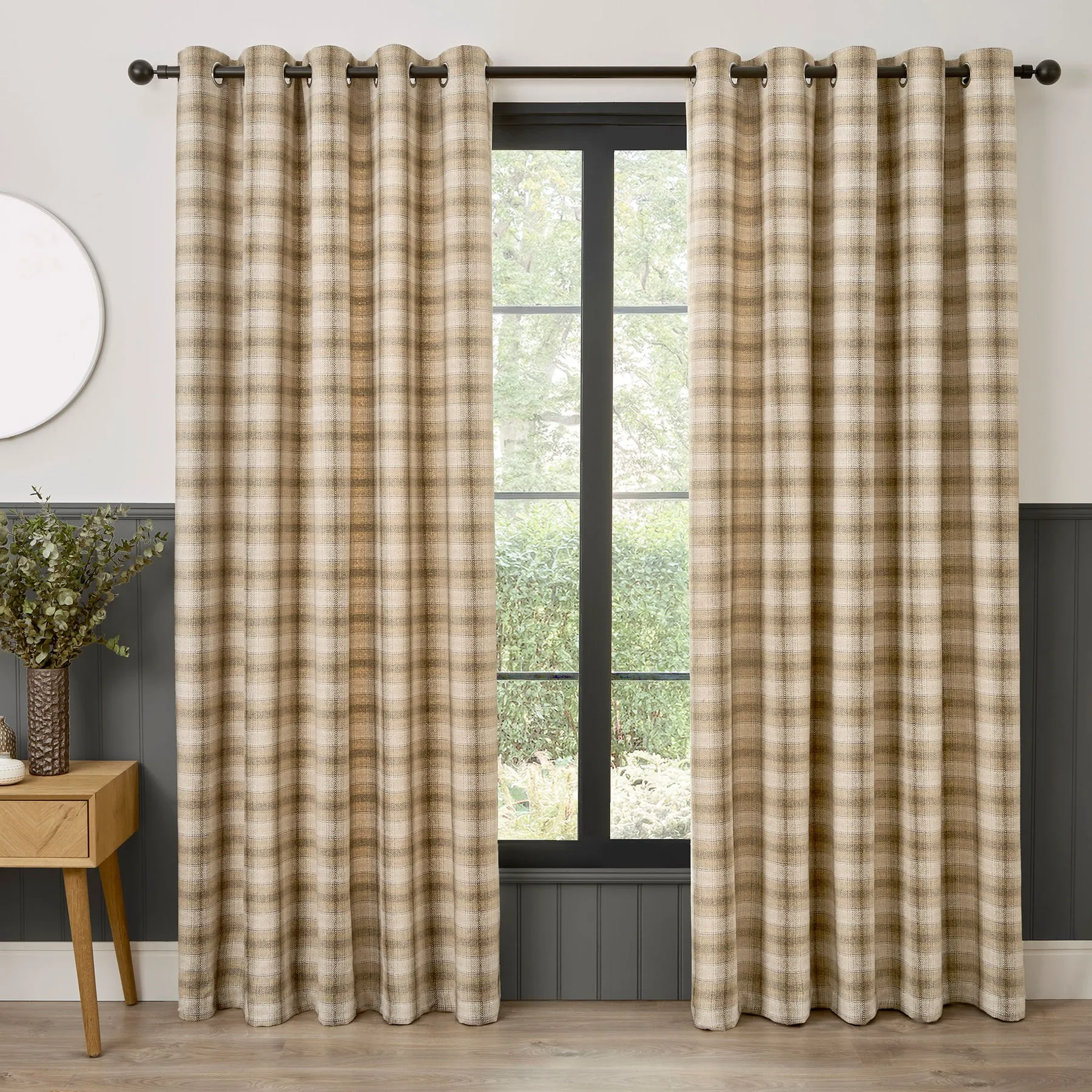 Curtina Everett Jacquard Ready Made Eyelet Curtains Natural