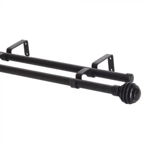 Double Steel Curtain Rod, Black 1.6–3 m