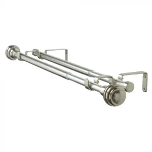 Double Steel Curtain Rod, Silver 1.2–2.1 m