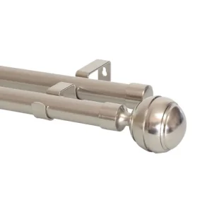 Double Steel Curtain Rod, Silver 2.2–4 m