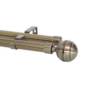 Double Steel Expandable Curtain Rod, Bronze, 2.2–4 m