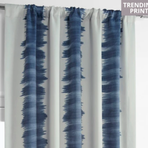 Flambe Blue Striped Room Darkening Curtain