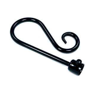 Gloss Black Scroll Cafe Curtain Pole Finials