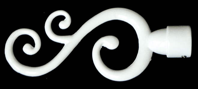 Gloss White Swirl Curtain Pole Finials