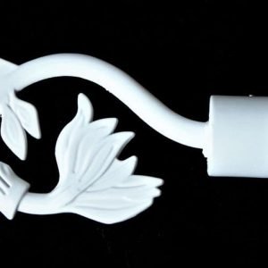 Gloss White Swirl Leaf Curtain Pole Finials