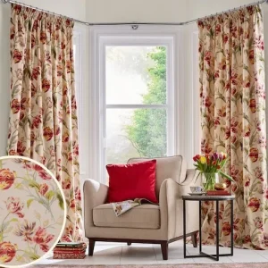 Laura Ashley Red Cranberry Gosford Pencil Pleat Curtains