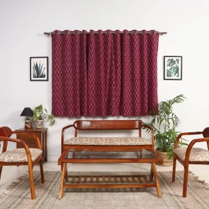 Maroon - Cotton Window Pochampally Ikat Curtain