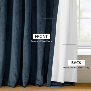 Denmark Blue Heritage Plush Velvet Room Darkening Curtain