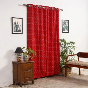 Red - Cotton Door Pochampally Ikat Curtain