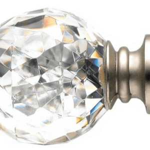 Satin Nickel Crystal Ball Curtain Pole Finials