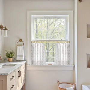 Stefana Silber Print Linen Pleated Cafe Curtains