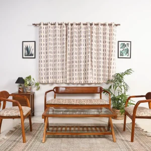 White - Cotton Window Pochampally Ikat Curtain