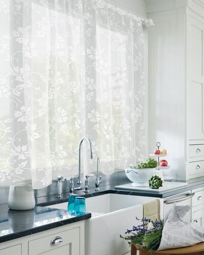 chiffon curtains in kitchen