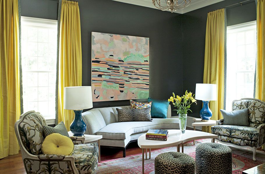 Grey Wall Yellow Curtains