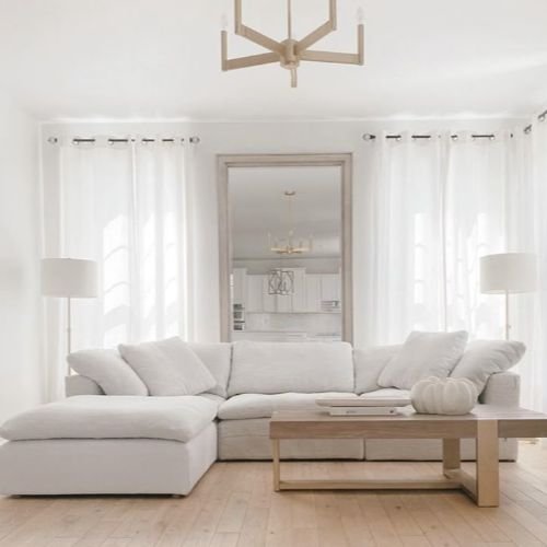 Modern living room with sheers