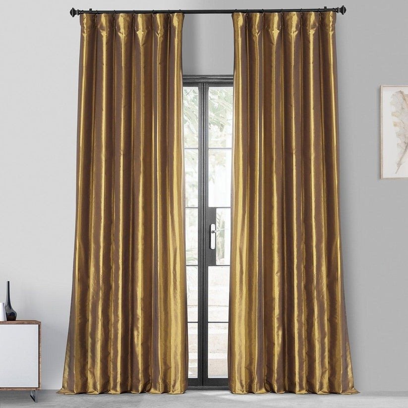 Golden Spice Faux Silk Taffeta Blackout Curtains