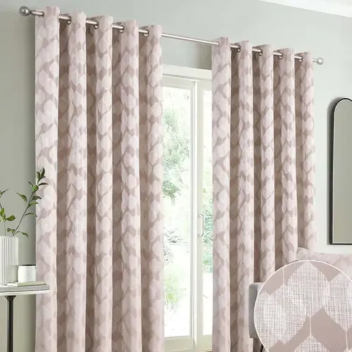 Pink Eyelet Curtains in living room