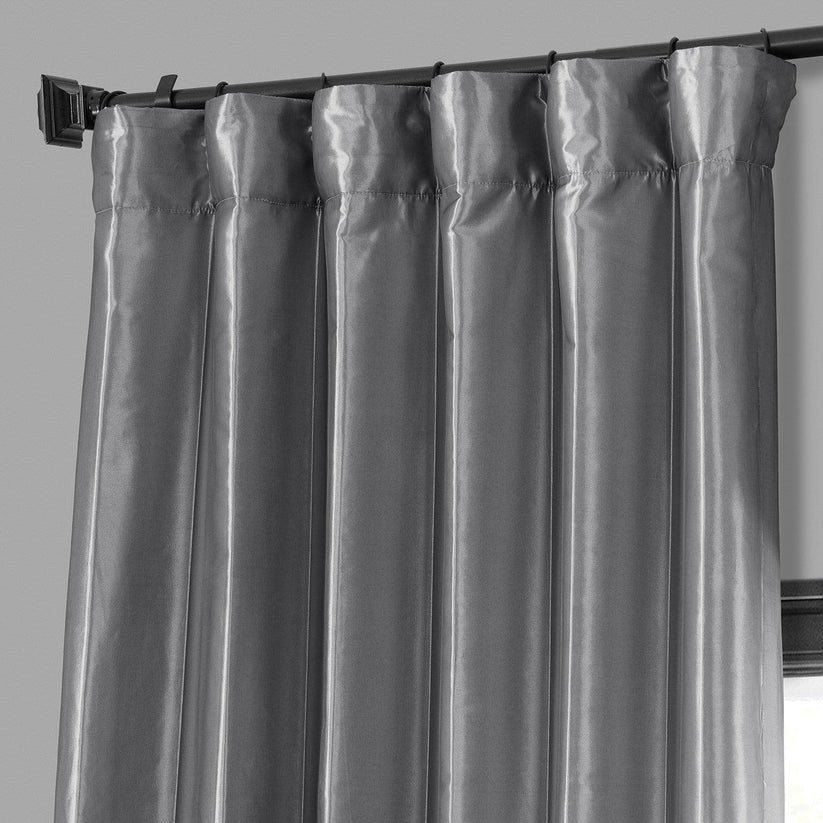 Platinum Faux Silk Taffeta Blackout Curtains