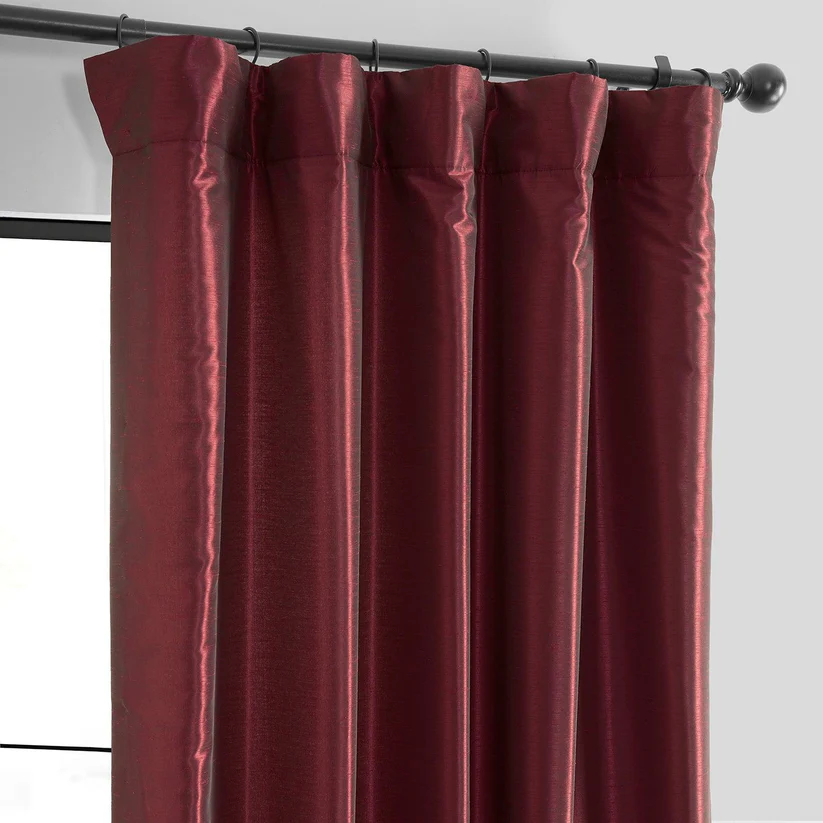 Ruby Vintage Textured Faux Dupioni Silk Curtain