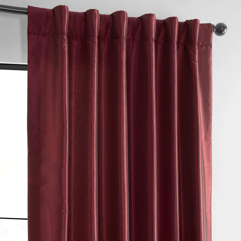 Ruby Vintage Textured Faux Dupioni Silk Curtain