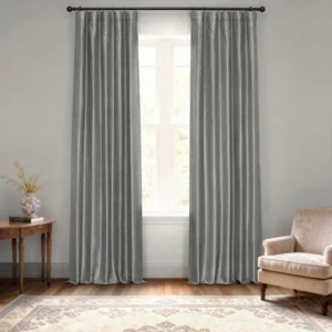 Storm Grey Silk Curtain