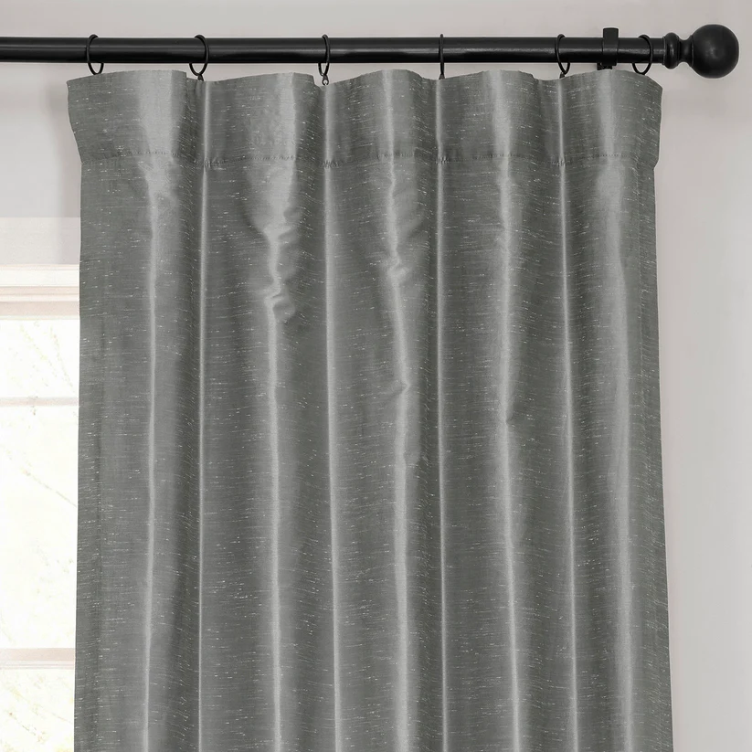 Storm Grey Silk Curtains