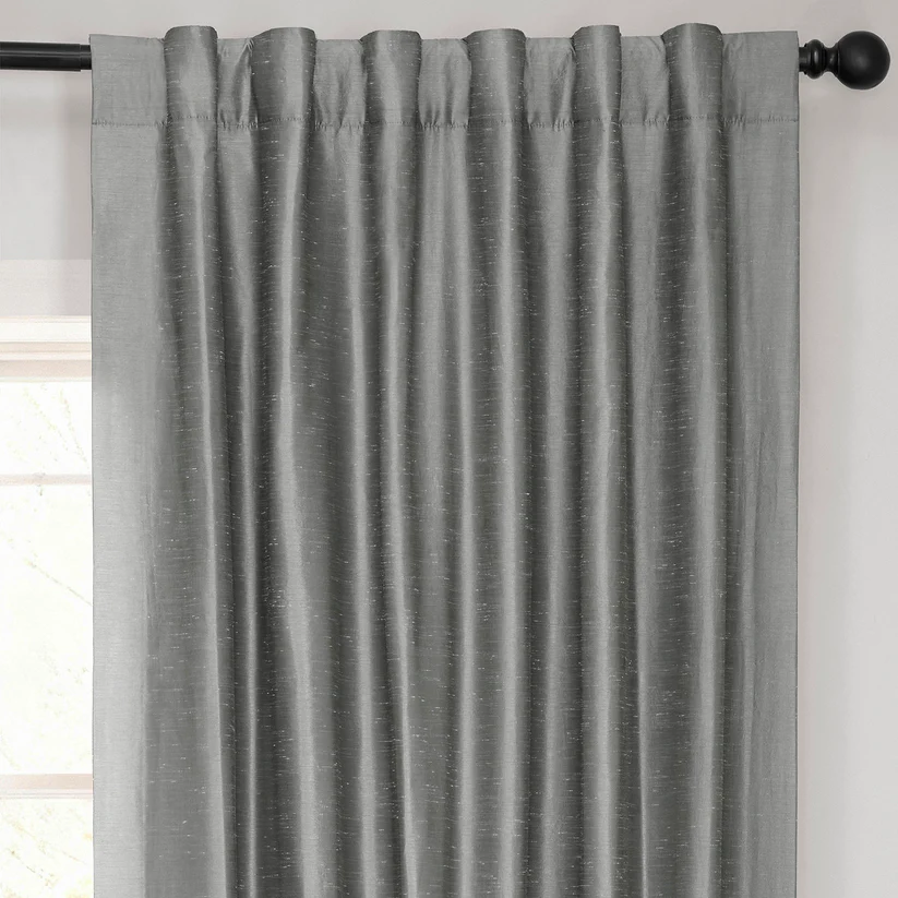 Storm Grey Silk Curtains