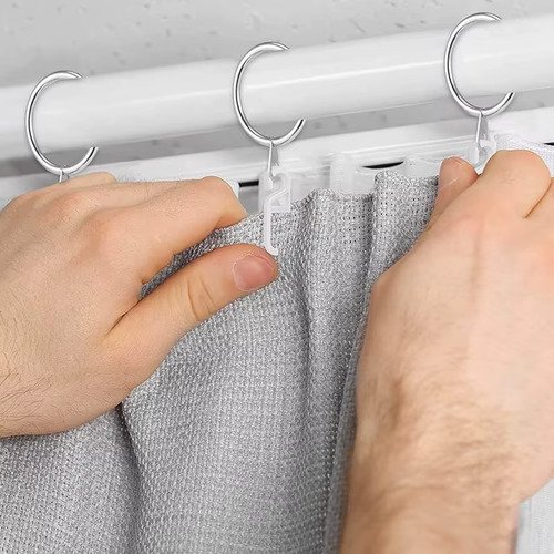 Clear plastic shower curtain hooks