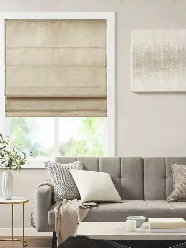 Beige Roman blind in living room