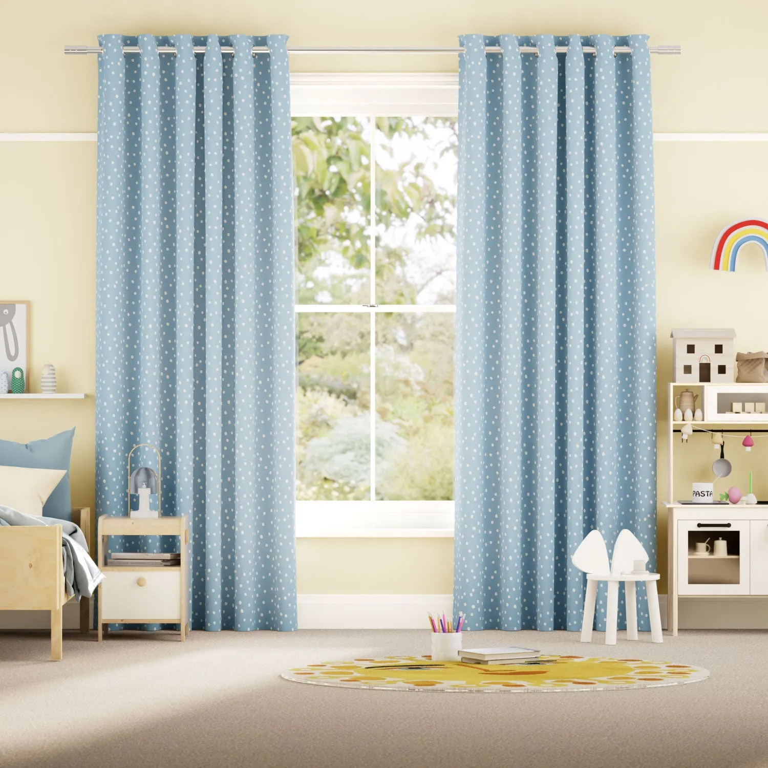Dotty Dots Sky Blue Curtains