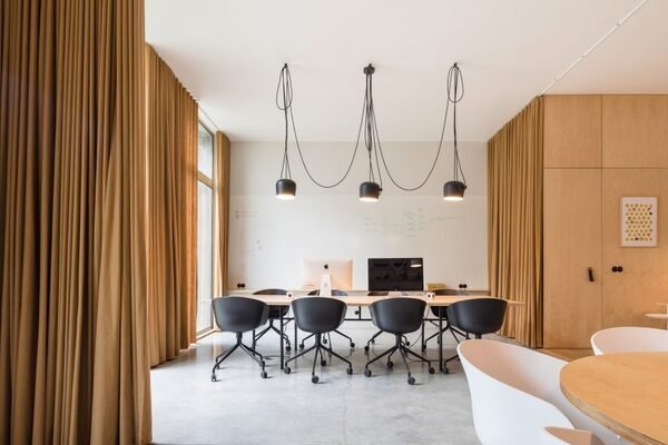 Office meeting room with curtains