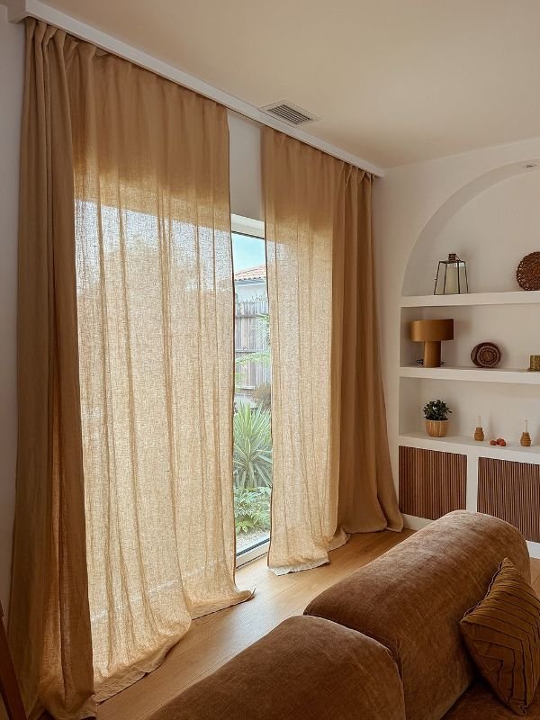 Sheer beige linen window