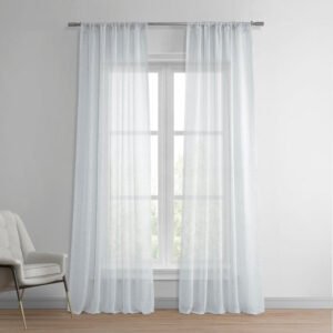 Aspen White Faux Linen Sheer Curtain